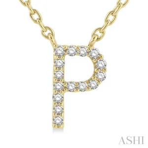 10K Yellow Gold 0.04ctw Diamond Letter "P" Necklace