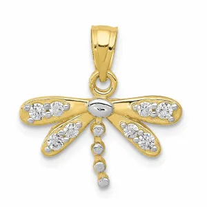 10k Yellow Gold C.Z Dragonfly Pendant