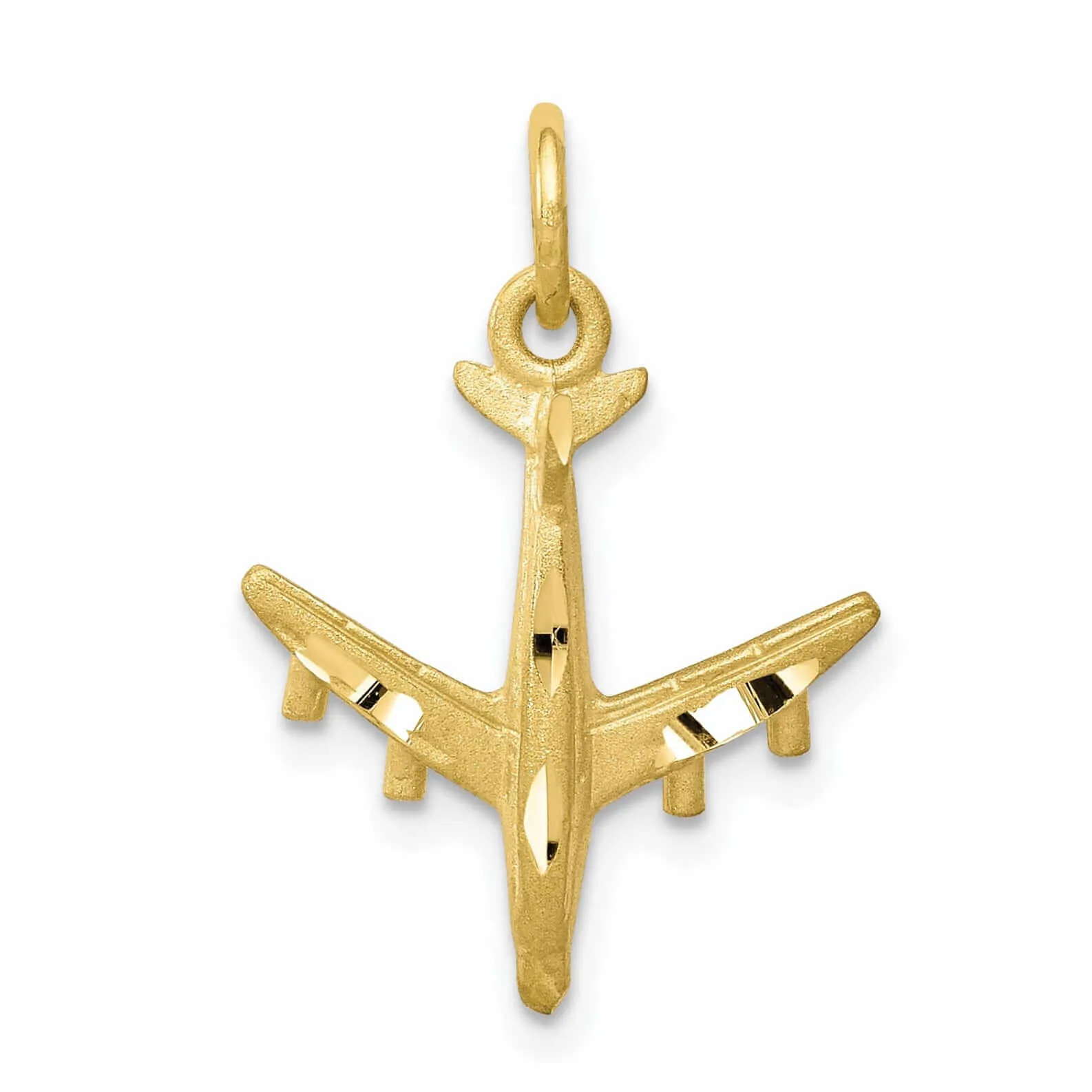 10k Yellow Gold Jet Airplane Charm Pendant