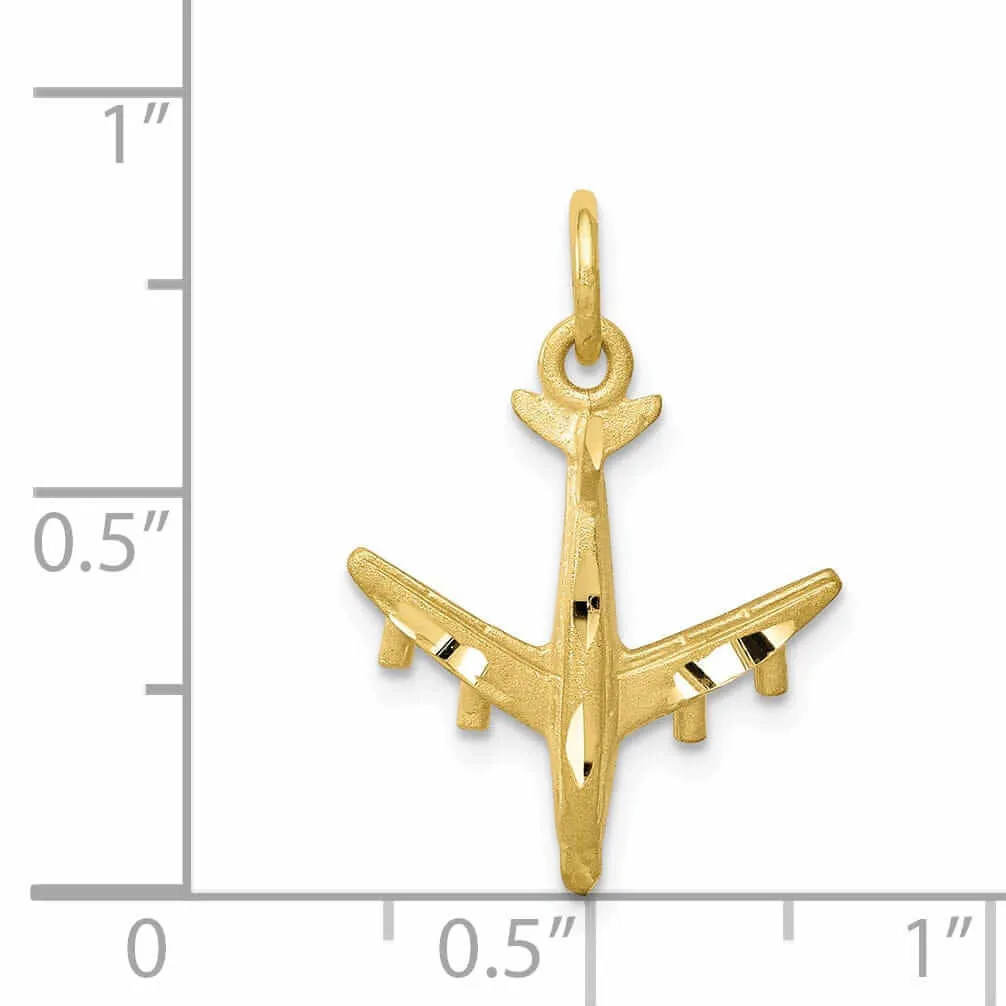 10k Yellow Gold Jet Airplane Charm Pendant