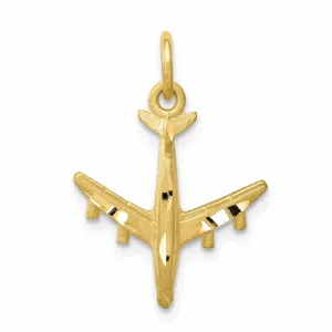 10k Yellow Gold Jet Airplane Charm Pendant