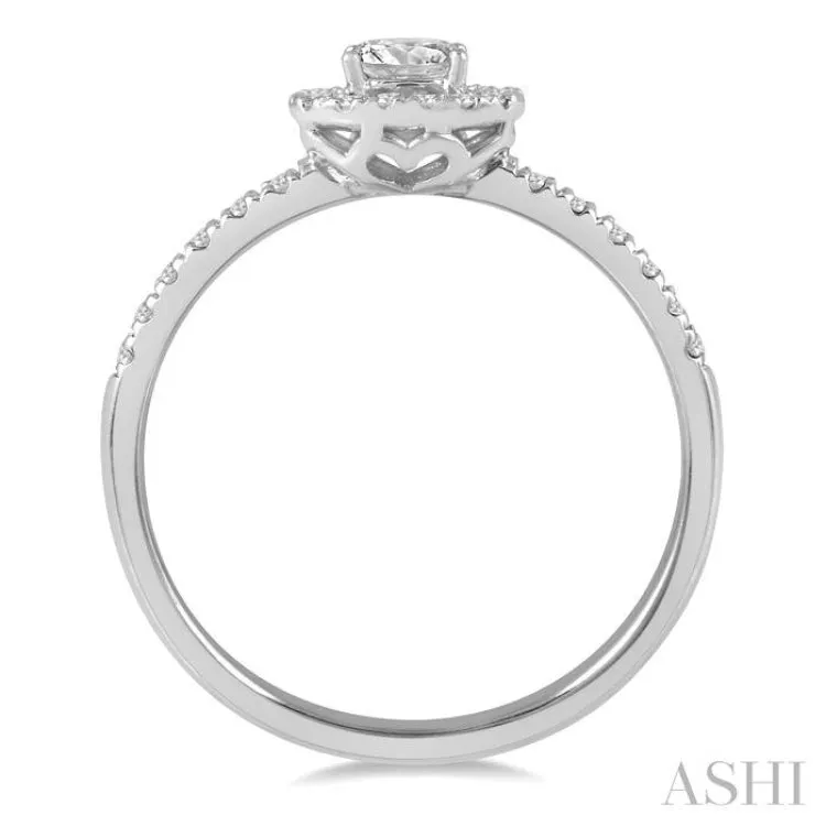 1/3 ctw Oval Shape Round Cut Diamond Fashion Ring with 1/6 ctw Oval Cut Center Stone in 14K White Gold