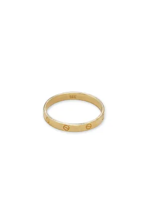 14K Solid Gold Nail Simple Love Stackable Ring