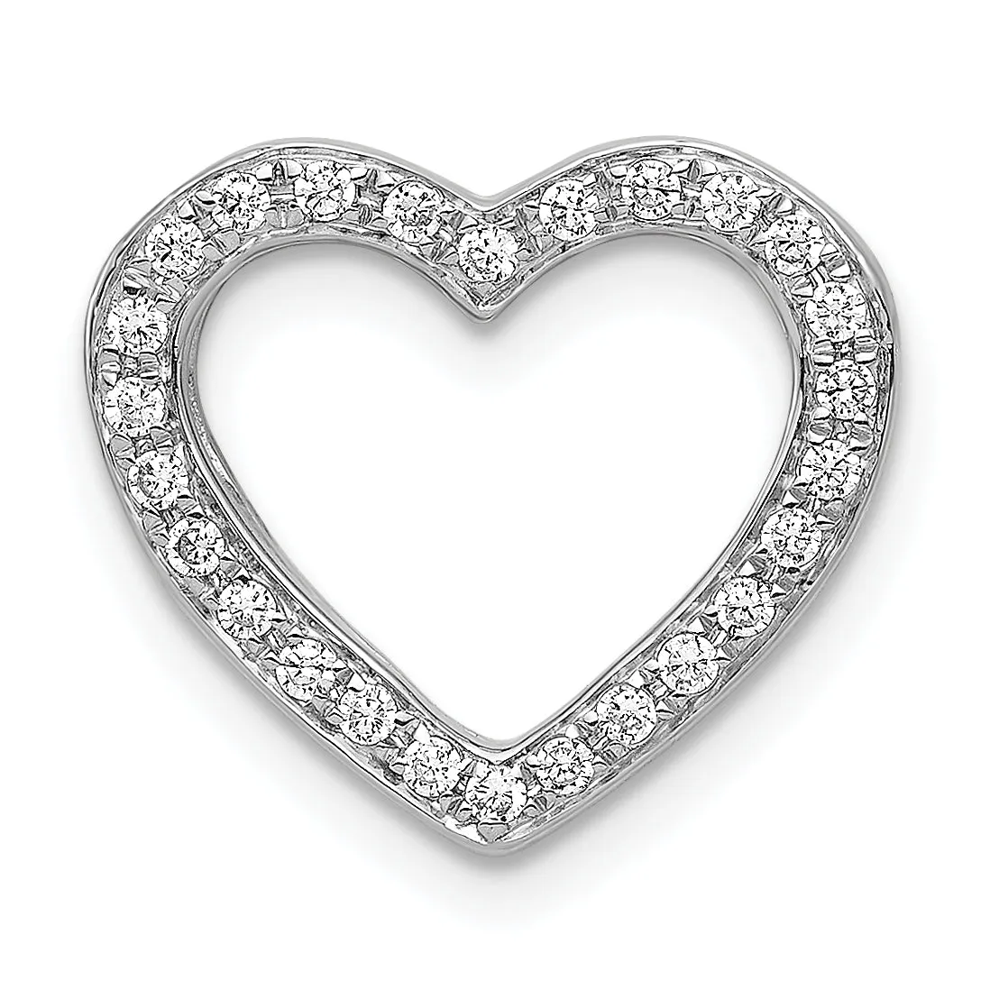 14k White Gold 1/6ct. Diamond Heart Design Chain Slide Pendant