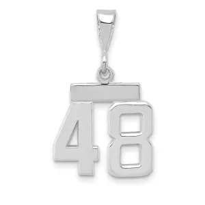 14k White Gold Polished Finish Small Size Number 48 Charm Pendant