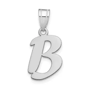 14k White Gold Script Design Letter B Initial Pendant