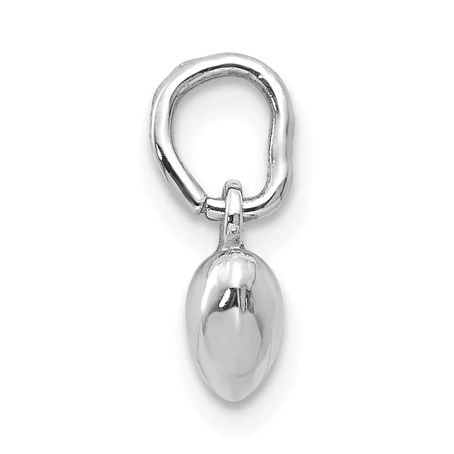 14k White Gold Solid Plain Puffed Heart Charm