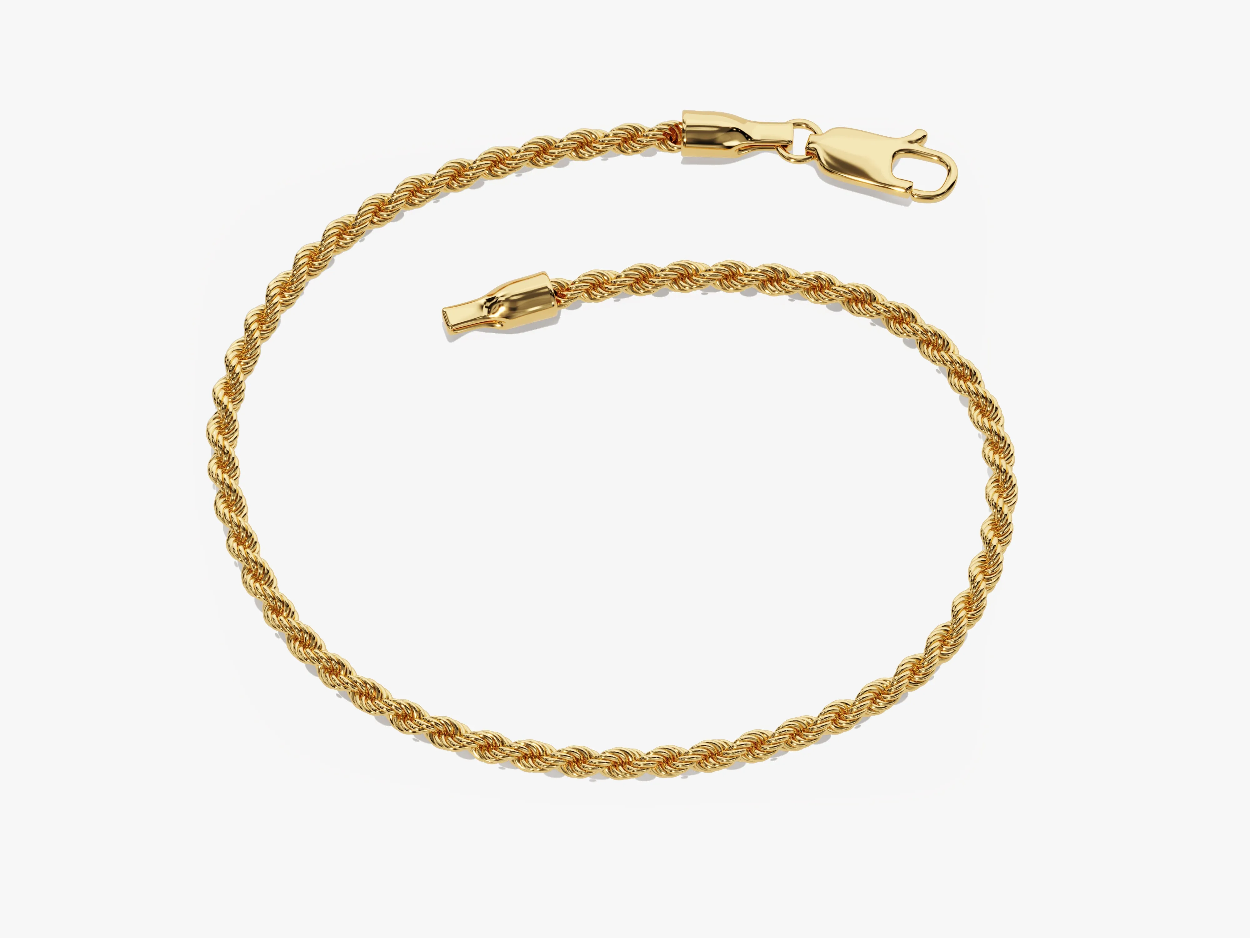 14k Yellow Gold 2.5mm Rope Chain Bracelet