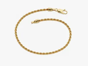 14k Yellow Gold 2.5mm Rope Chain Bracelet