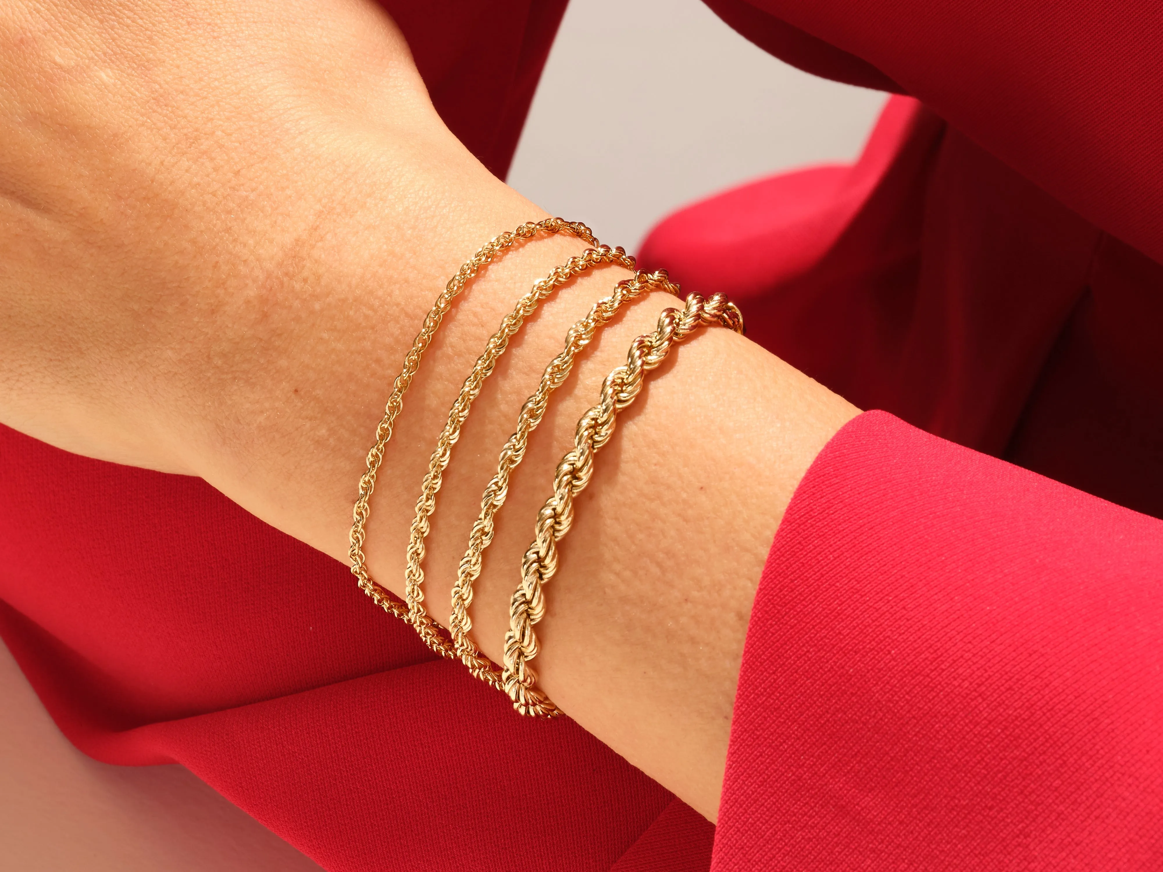 14k Yellow Gold 2.5mm Rope Chain Bracelet