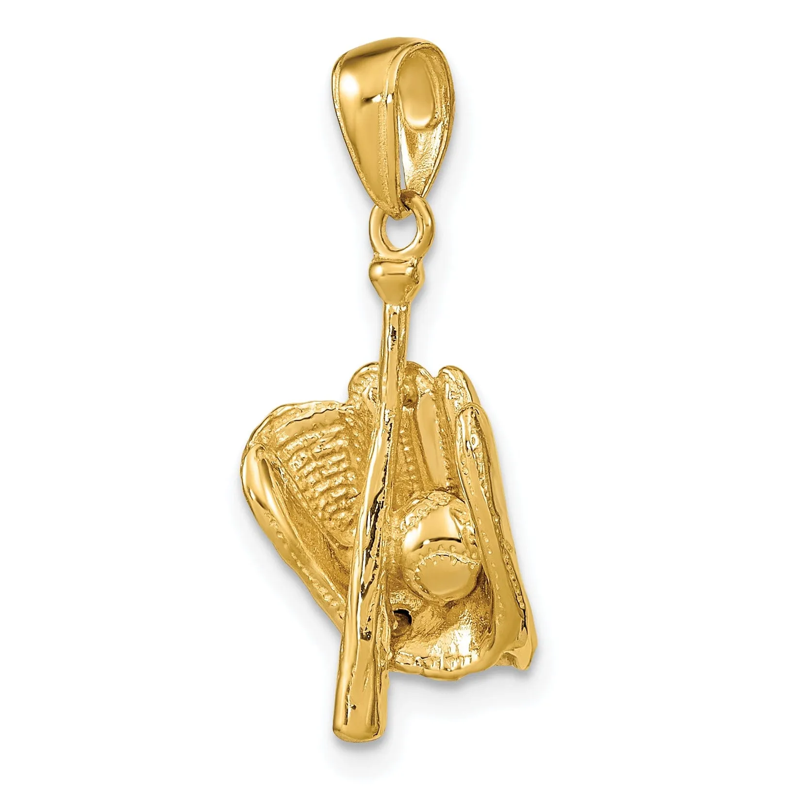 14k Yellow Gold Glove Bat Ball Baseball Charm