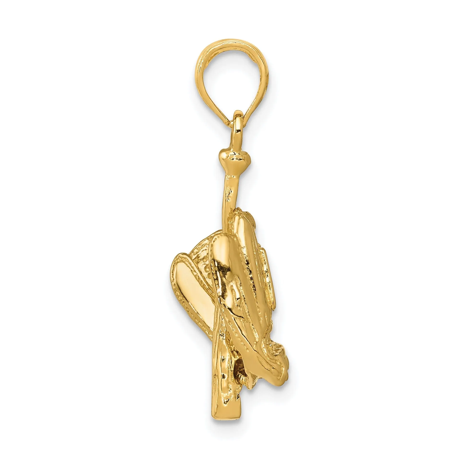 14k Yellow Gold Glove Bat Ball Baseball Charm