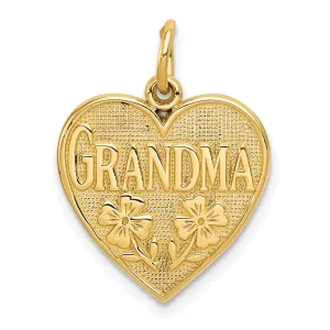 14k Yellow Gold Grandma Heart Charm