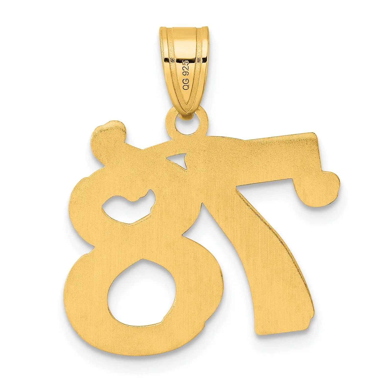 14k Yellow Gold Polished Etched Finish Number 78 Charm Pendant