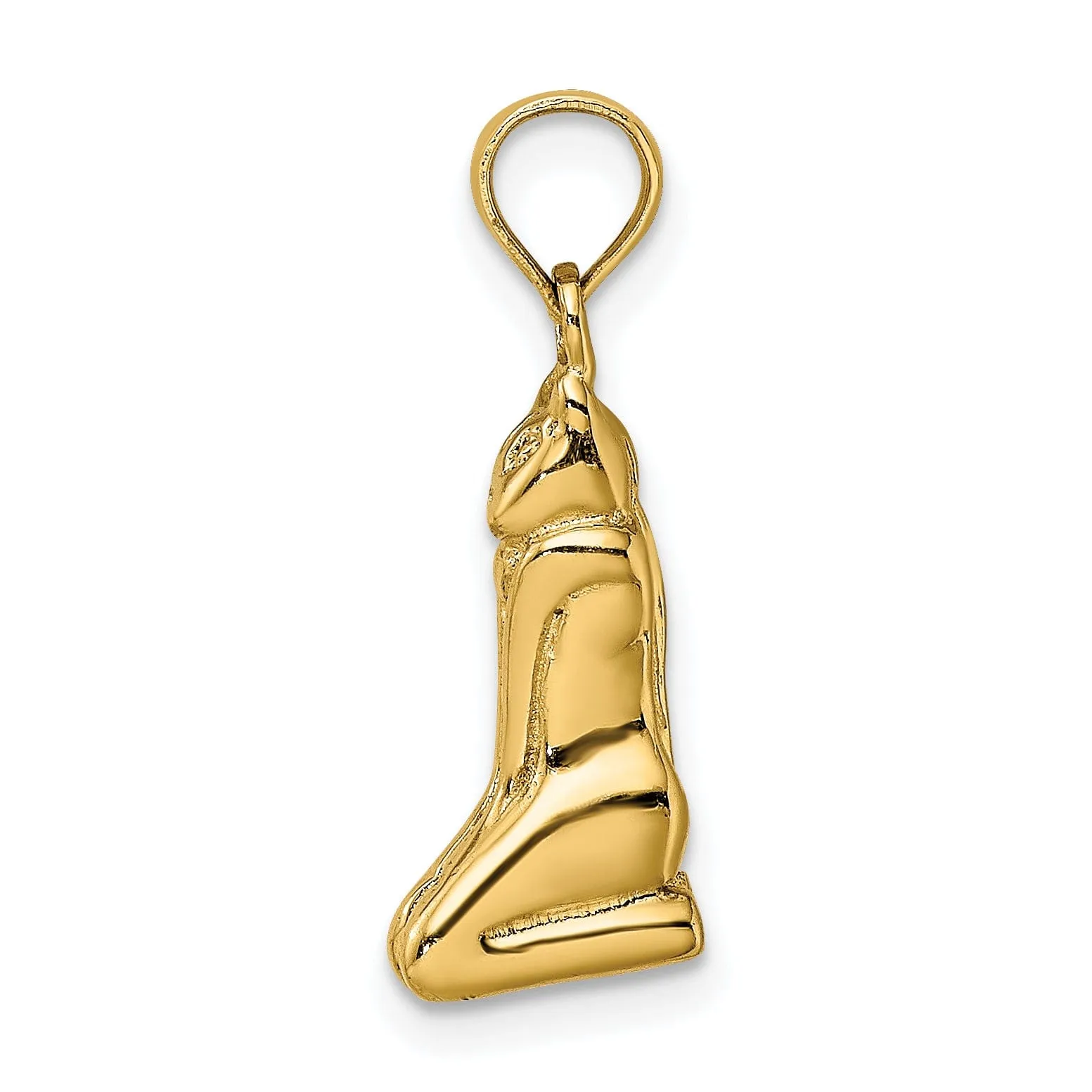 14K Yellow Gold Polished Finish 3-Dimensional MARCO ISLAND Cat Charm Pendant