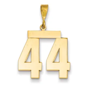 14k Yellow Gold Polished Finish Large Size Number 44 Charm Pendant