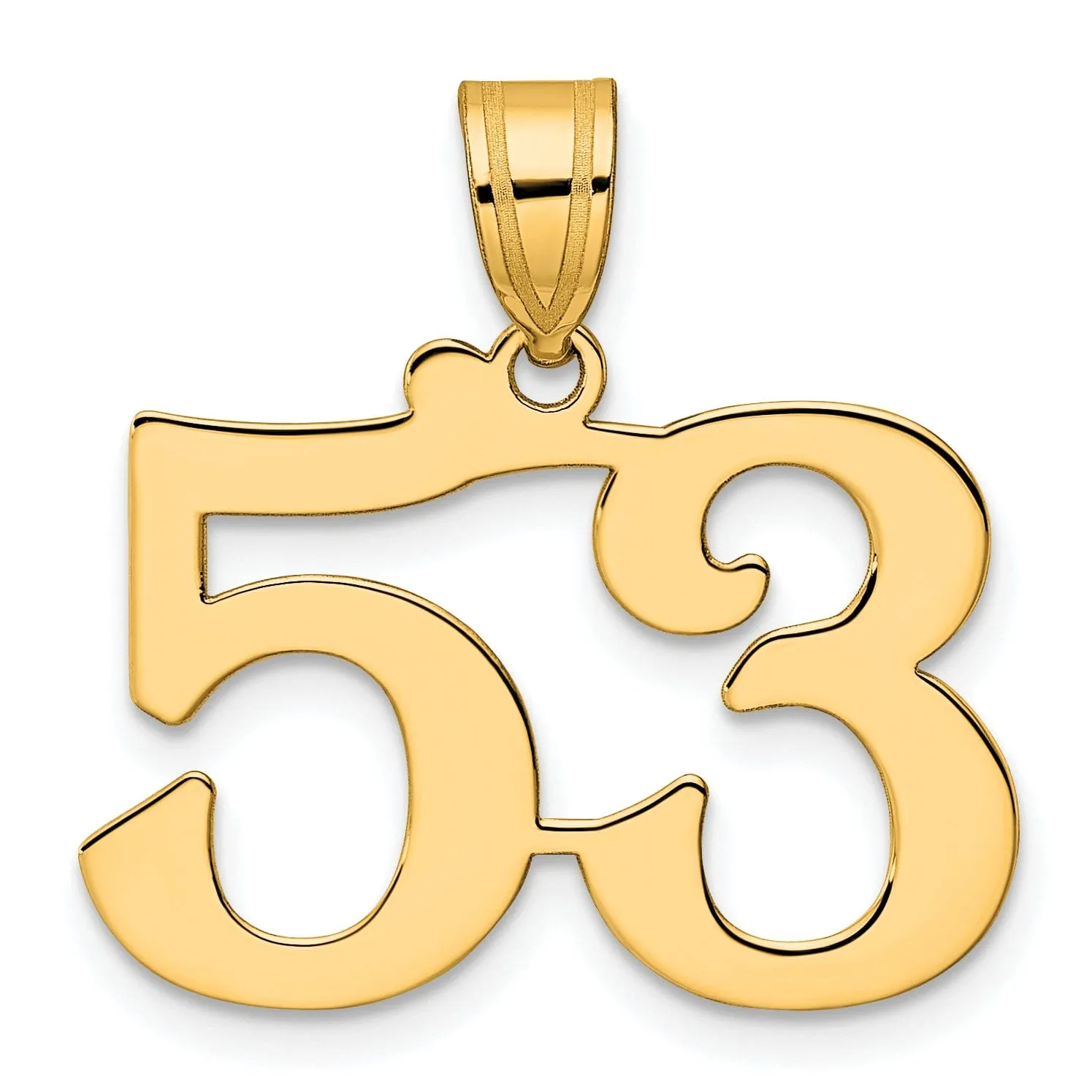 14k Yellow Gold Polished Finish Number 53 Charm Pendant