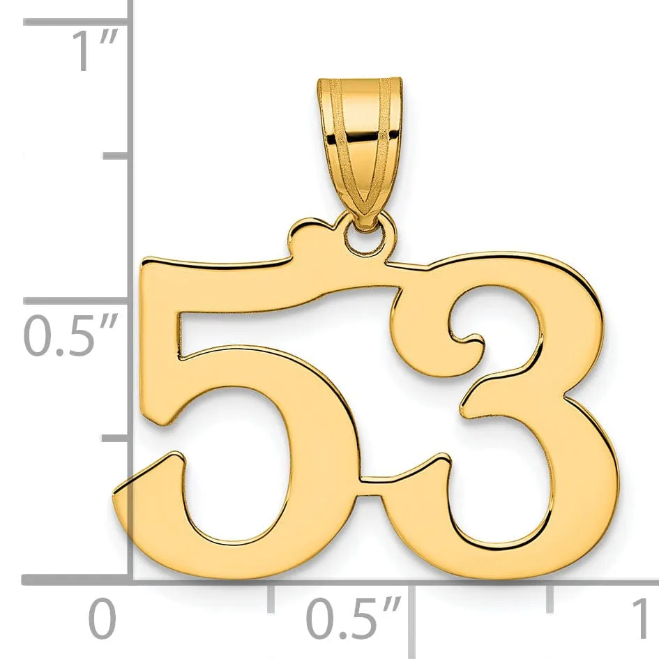 14k Yellow Gold Polished Finish Number 53 Charm Pendant