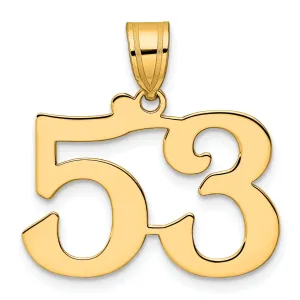 14k Yellow Gold Polished Finish Number 53 Charm Pendant