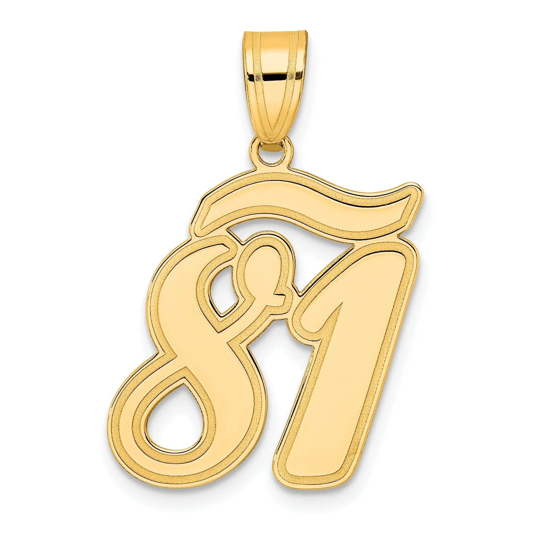 14k Yellow Gold Polished Finish Script Design Number 81 Charm Pendant