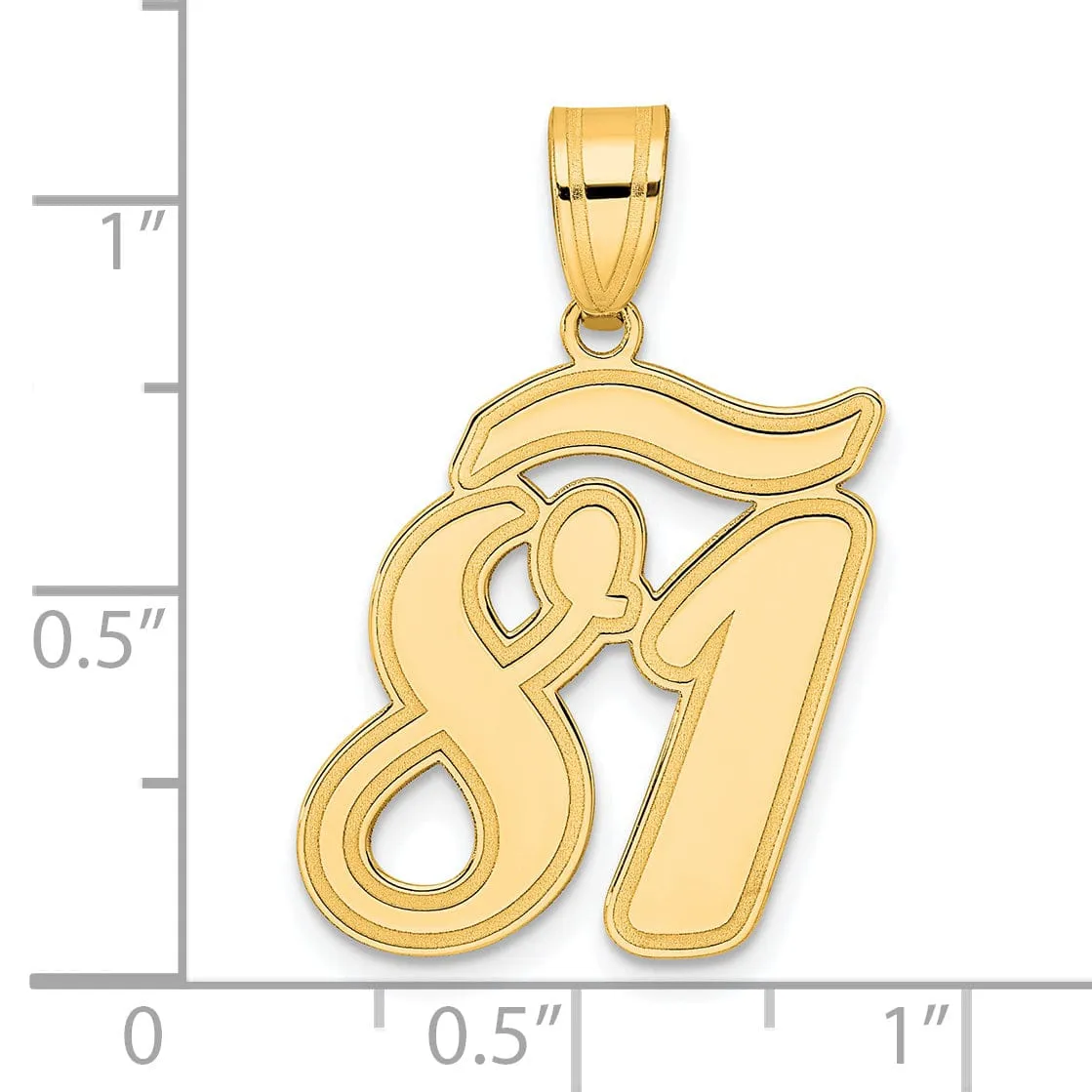 14k Yellow Gold Polished Finish Script Design Number 81 Charm Pendant