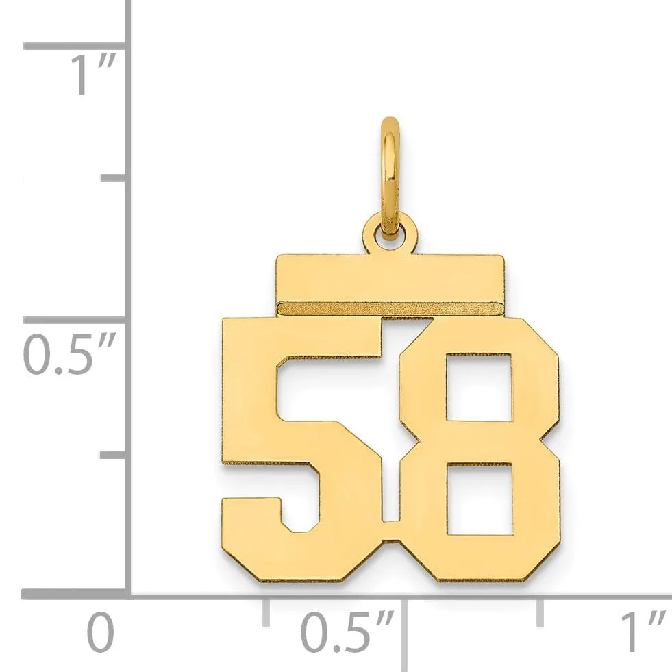 14k Yellow Gold Polished Finish Small Size Number 58 Charm Pendant