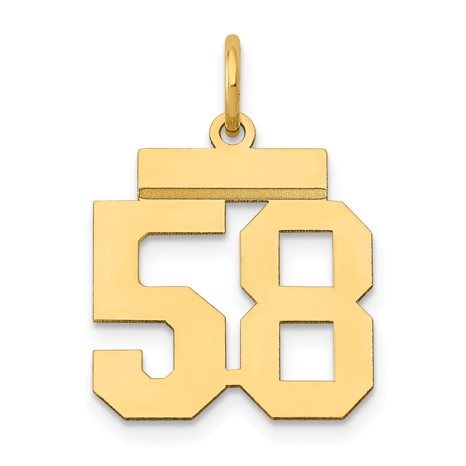 14k Yellow Gold Polished Finish Small Size Number 58 Charm Pendant