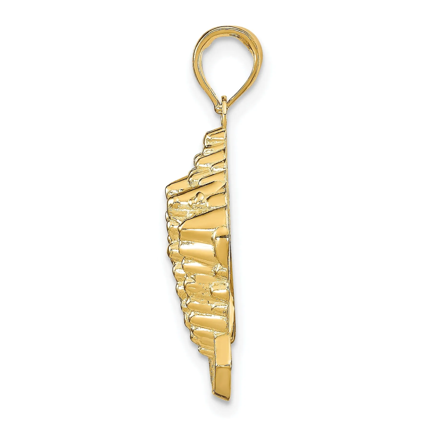 14k Yellow Gold Polished Textured Finish STONE HARBOR, New Jersey Conch Sea Shell Charm Pendant