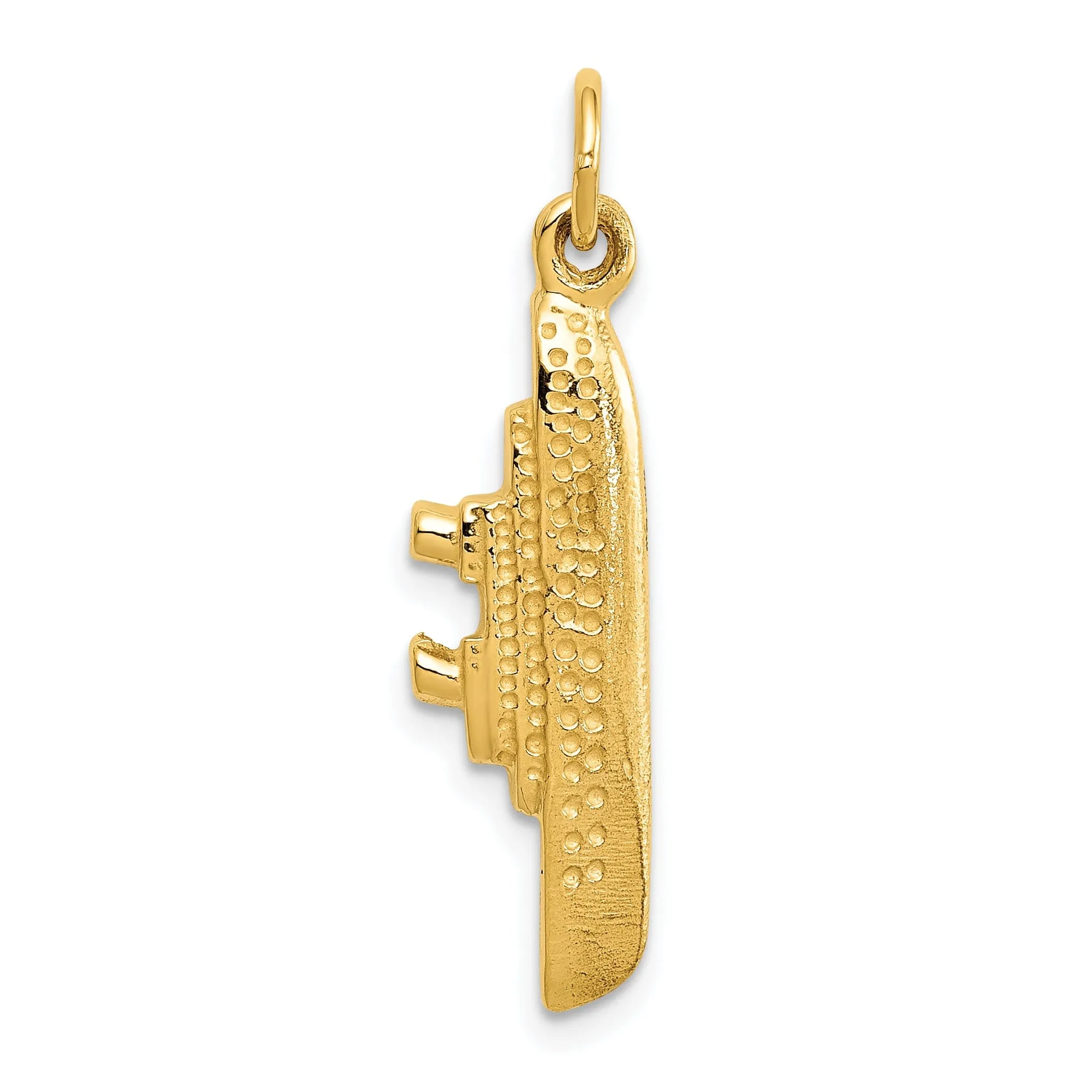 14k Yellow Gold Solid Polished Finish 3-Dimensional Cruise Ship Charm Pendant