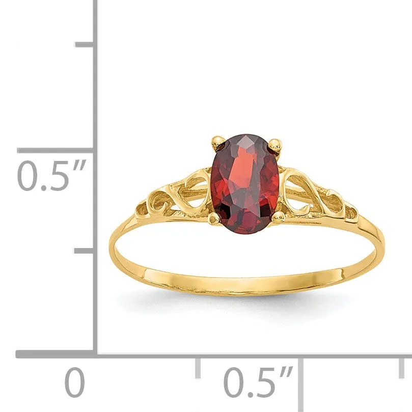 14k Yellow Gold Synthetic Garnet Ring