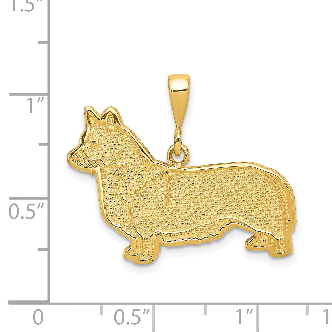 14k Yellow Gold Textured Polished Finish Welsh Corgi Dog Charm Pendant