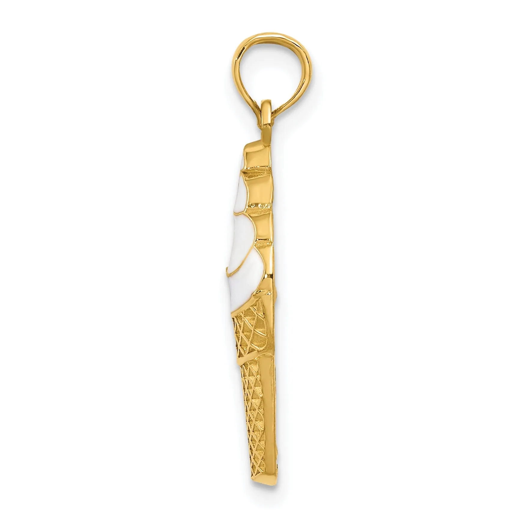 14k Yellow Gold Vanilla Ice Cream Cone Pendant