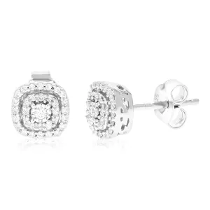 1/5 cttw Diamond Cushion Composite Stud Earrings in Sterling Silver