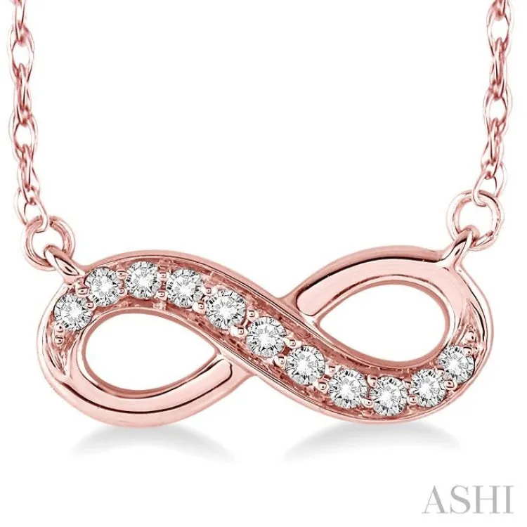 1/6 Ctw Round Cut Diamond Infinity Pendant in 10K Rose Gold with Chain