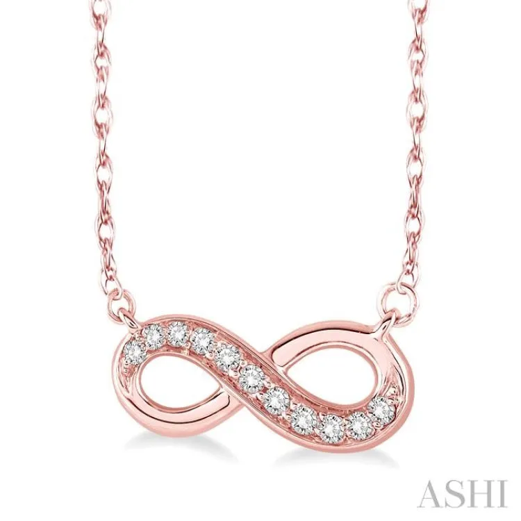 1/6 Ctw Round Cut Diamond Infinity Pendant in 14K Rose Gold with Chain