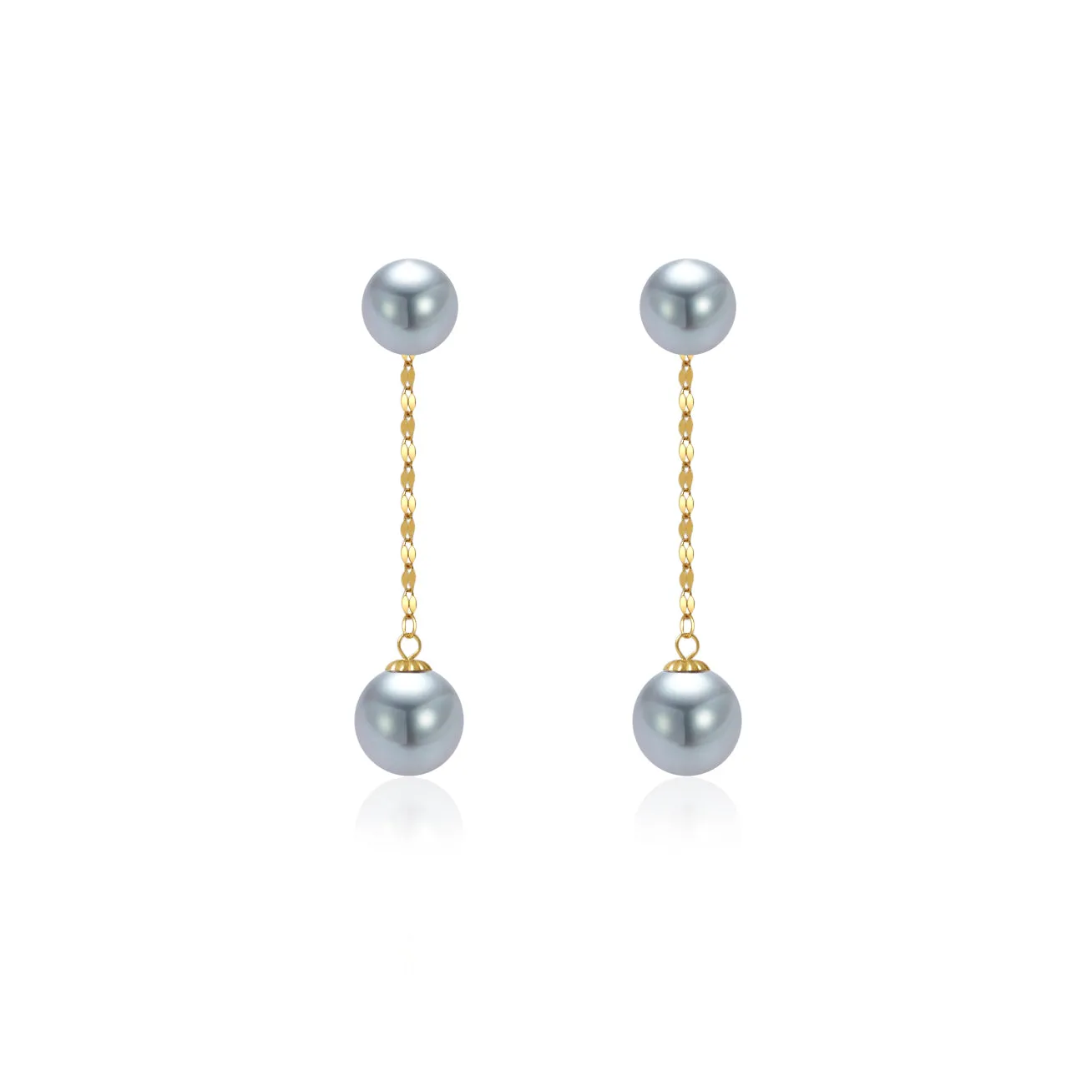 18K Gold﻿ Top Grade Silver Akoya Pearl Earrings KE00203