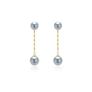 18K Gold﻿ Top Grade Silver Akoya Pearl Earrings KE00203