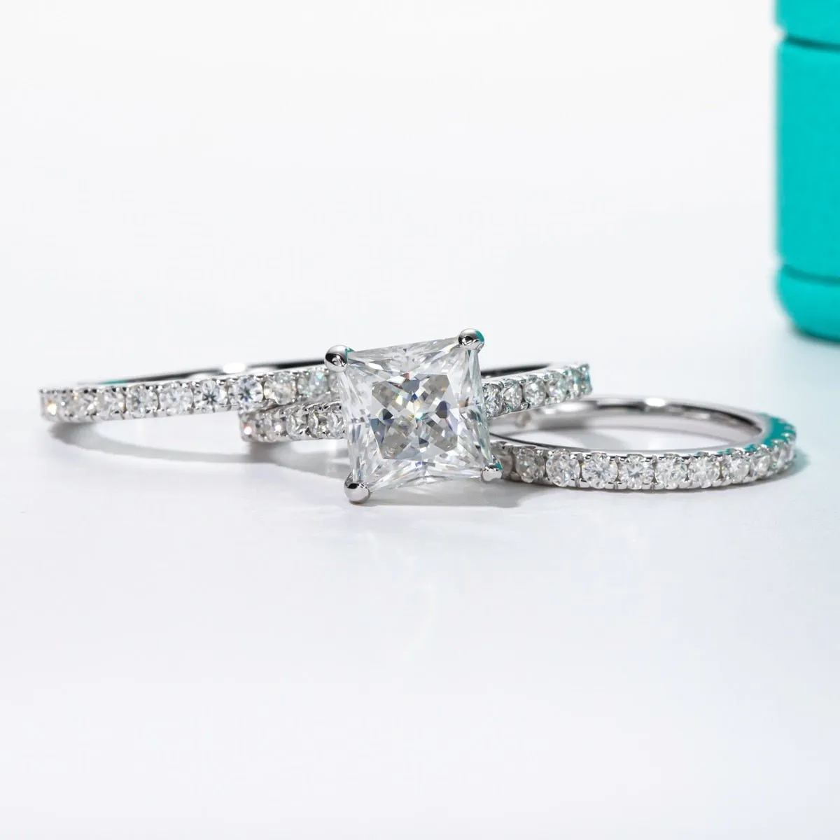 3ct Princess Cut Diamond Engagement Ring Set