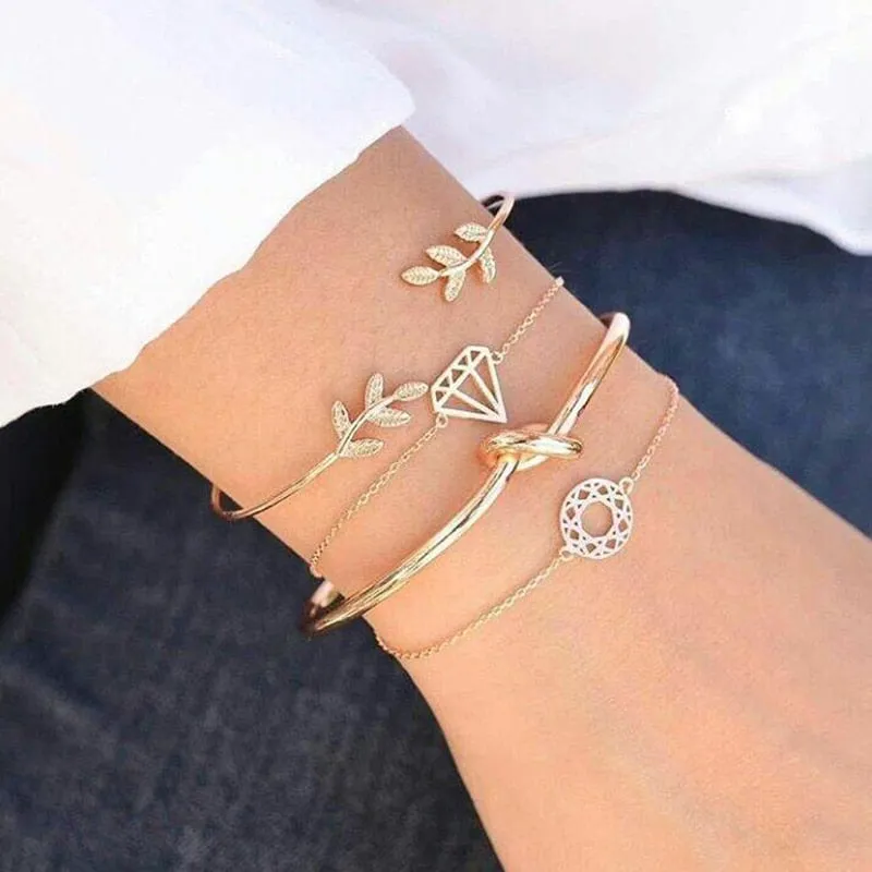 4 pieces Set Bohemia Leaf  Bracelet