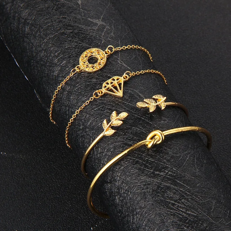 4 pieces Set Bohemia Leaf  Bracelet