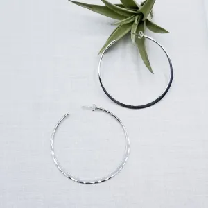 60mm STERLING SILVER TAPERED HOOP