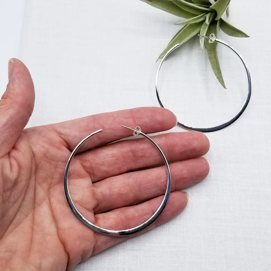 60mm STERLING SILVER TAPERED HOOP