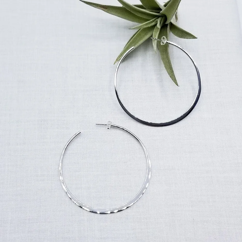 60mm STERLING SILVER TAPERED HOOP