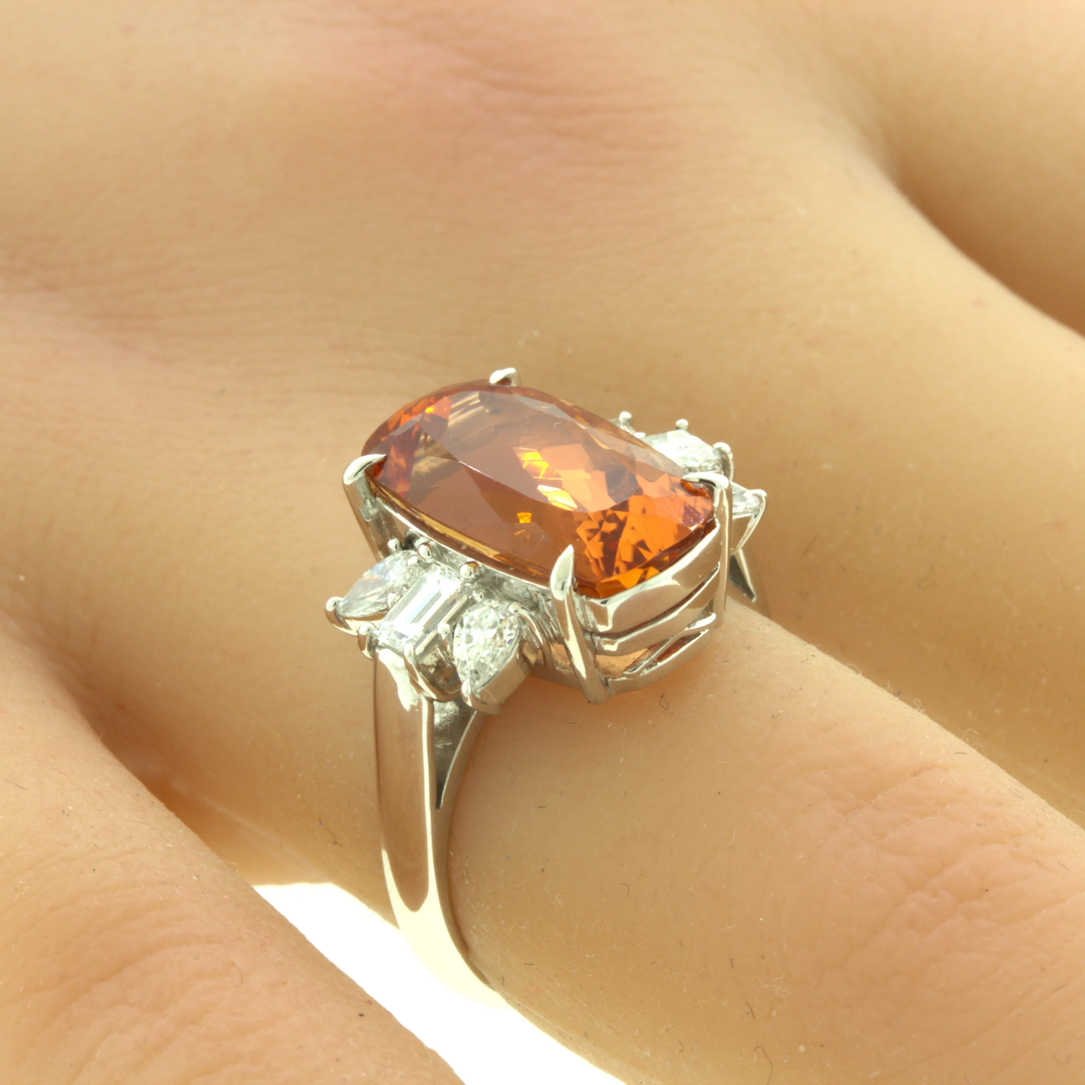 8.05 Carat Imperial Topaz Diamond Platinum Ring