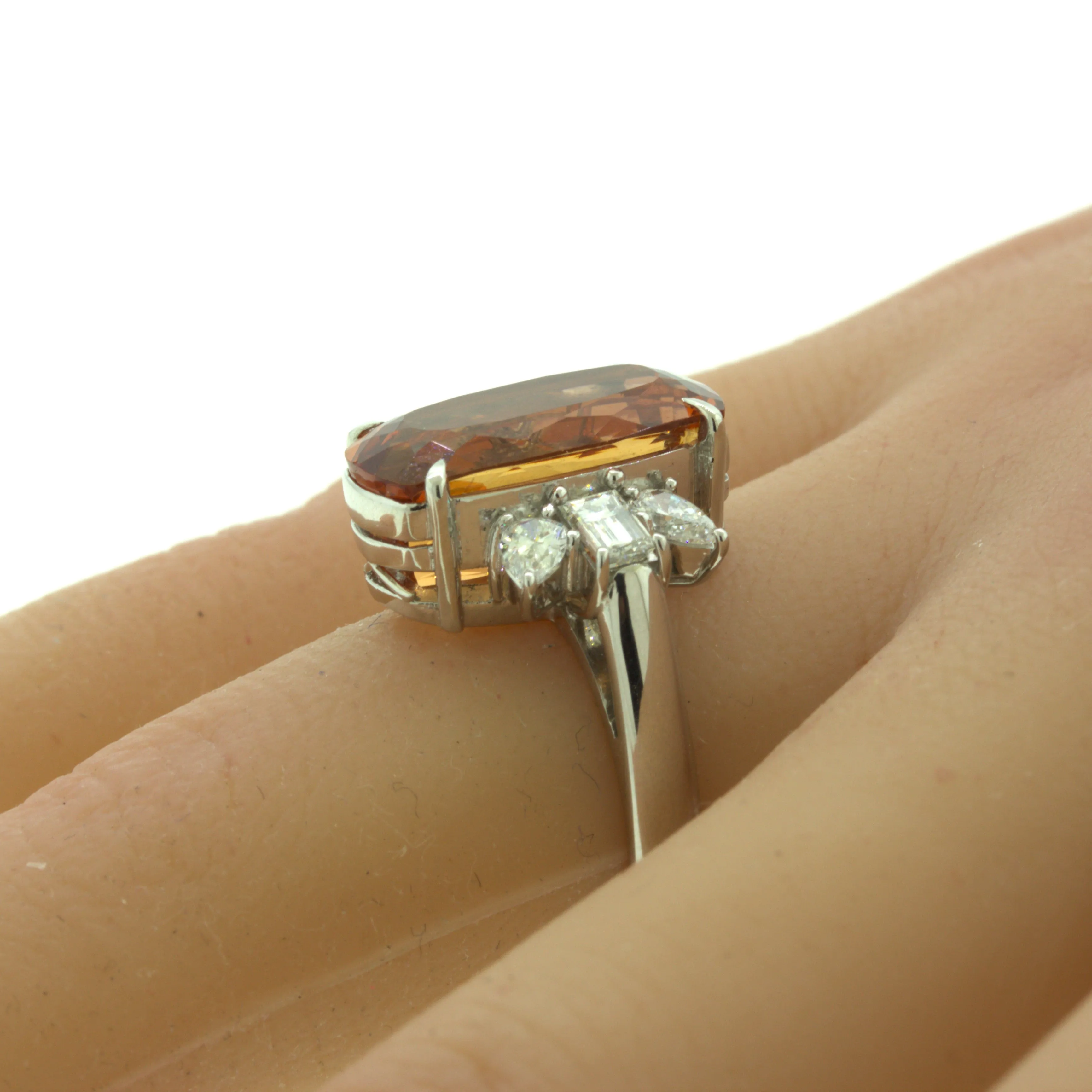 8.05 Carat Imperial Topaz Diamond Platinum Ring