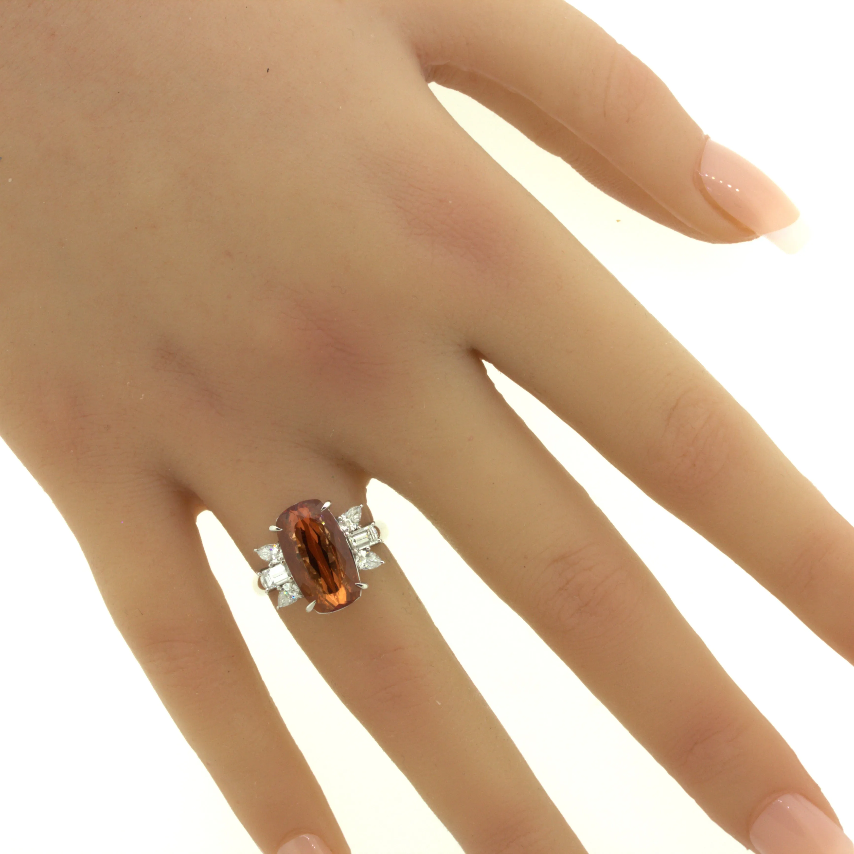 8.05 Carat Imperial Topaz Diamond Platinum Ring