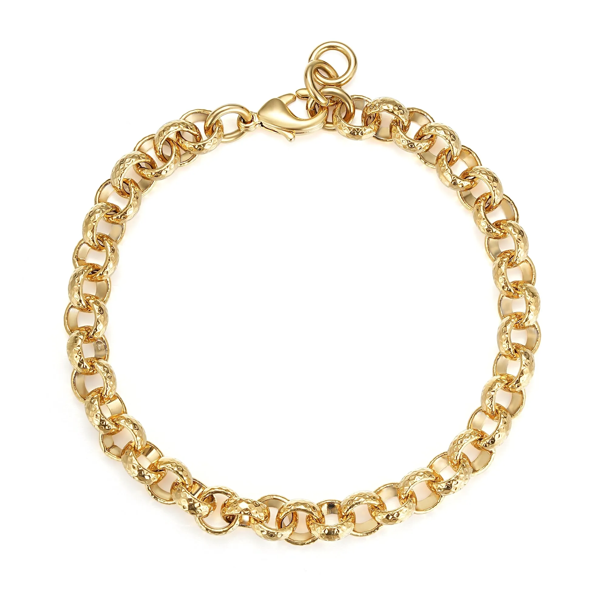 8mm Gold Diamond Cut Pattern Belcher Bracelet 6/8 Inch