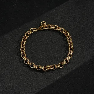 8mm Gold Diamond Cut Pattern Belcher Bracelet 6/8 Inch