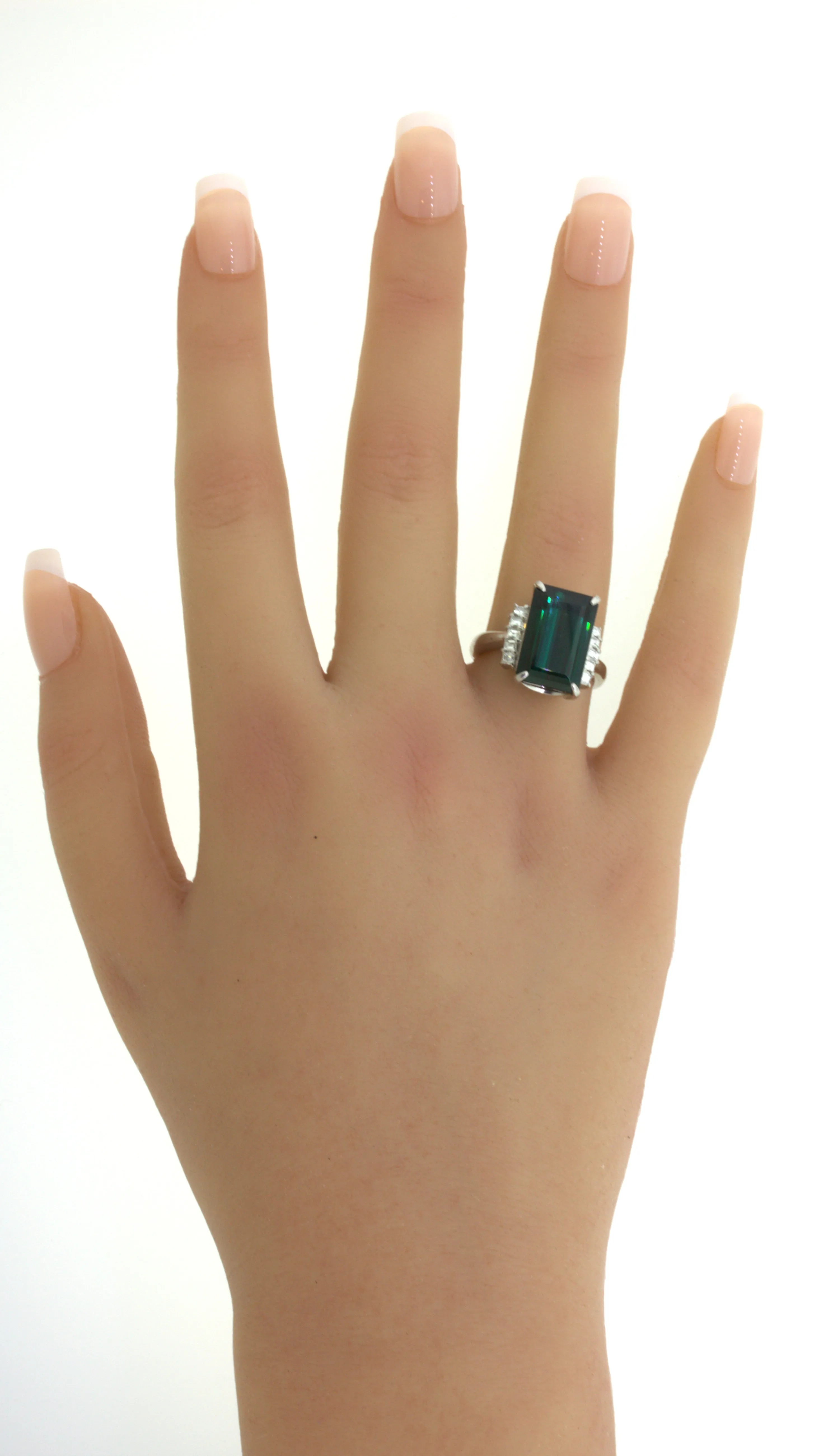 9.13 Carat Indicolite Tourmaline Diamond Platinum Ring