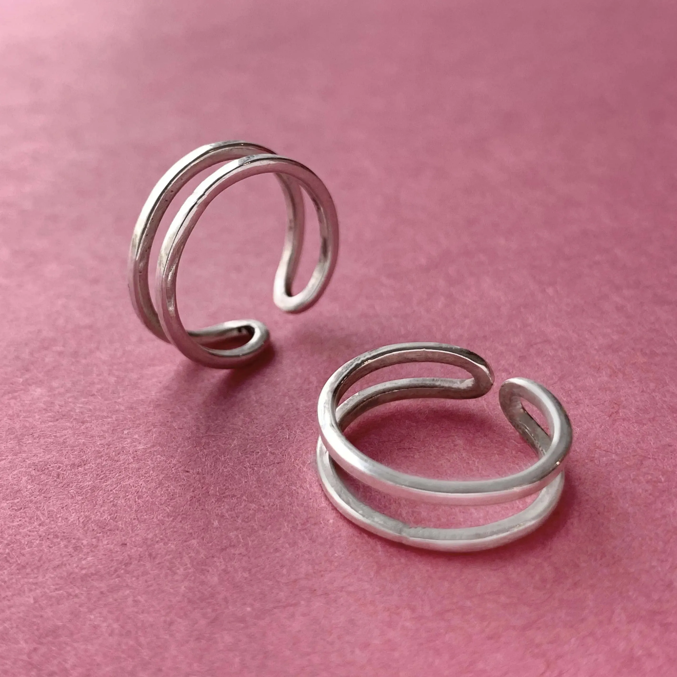 925 Sterling Silver Double Wired Toe Ring (Pair)